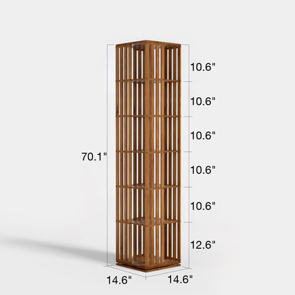 Yowos 6 Tiers Mid Century Narrow Rotating Bookcase Living Room