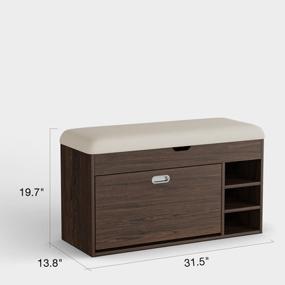 Yowos Entryway Shoe Storage Bench With Flip Drawer