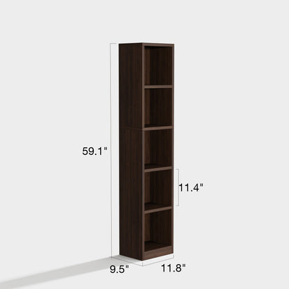 Yowos Wooden Corner Bookshelf Mid Century Narrow Bookcase
