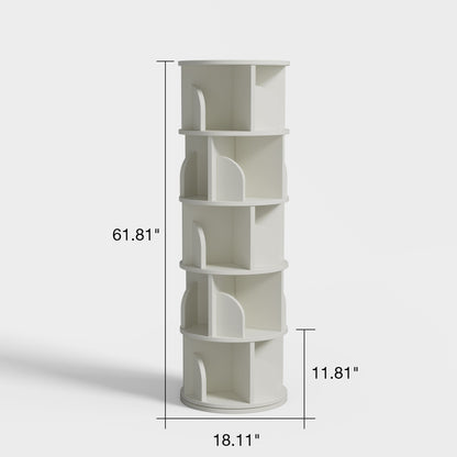 Yowos White Rotating Bookshelf 360 Degree Storage Rack