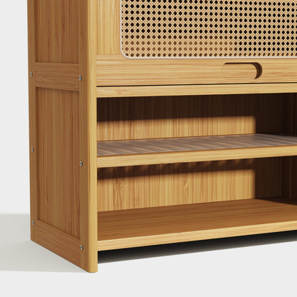 Yowos Large Capacity Rattan Shoe Cabinet with Flip Doors