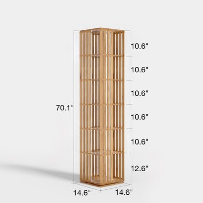 Yowos 6 Tiers Mid Century Narrow Rotating Bookcase Living Room