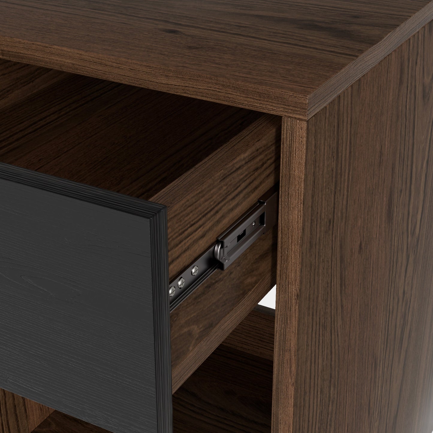 Yowos Nightstand with Drawer and Shelf Walnut Wood Finish
