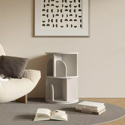 Yowos White Rotating Bookcase 360 Degree Small Bookshelf